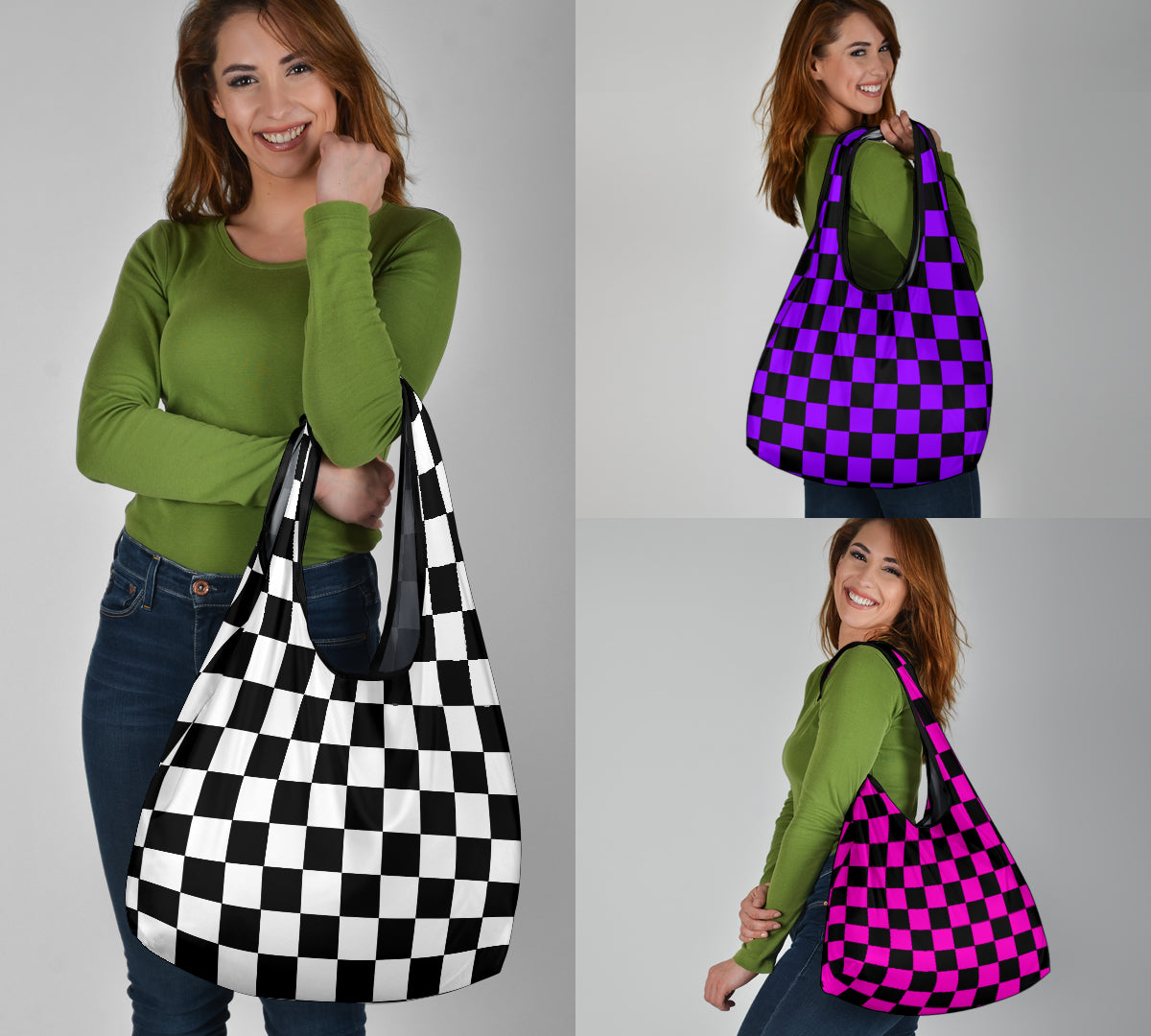 Racing Checkered Grocery Bags
