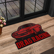 Custom shaped drag racing door mat
