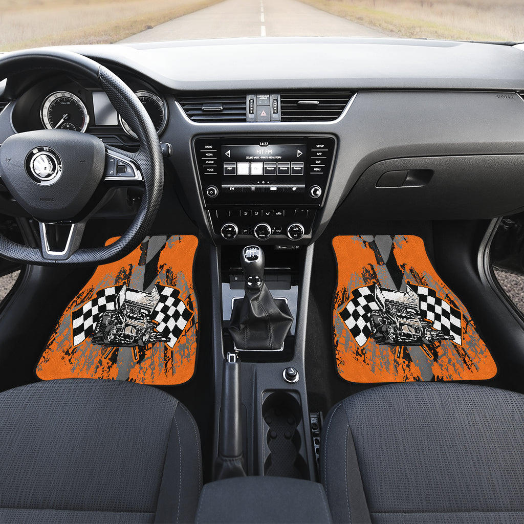 Sprint Car Racing Orange Car Mats (Set Of 4)