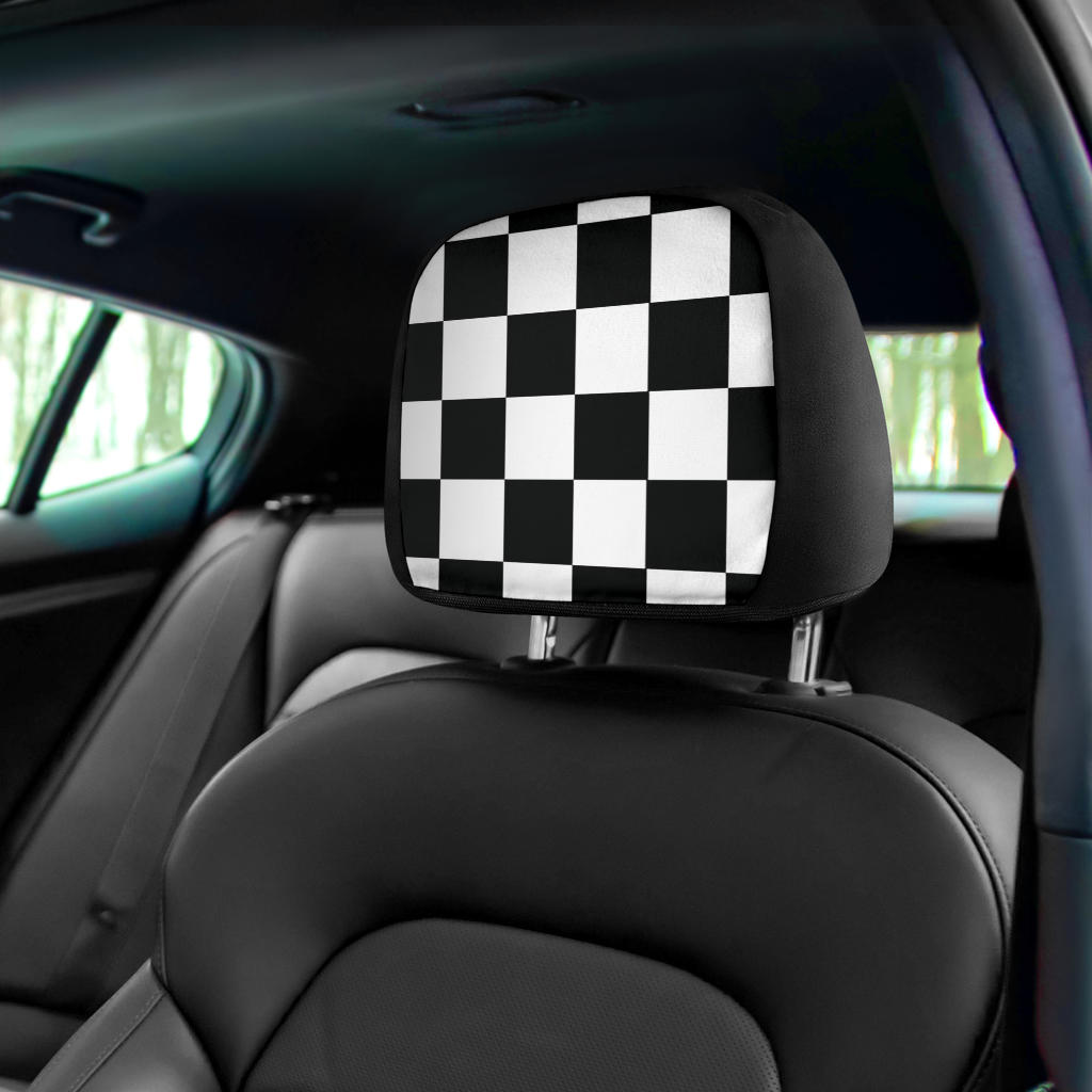 Racing Checkered Car Seat Headrest Covers