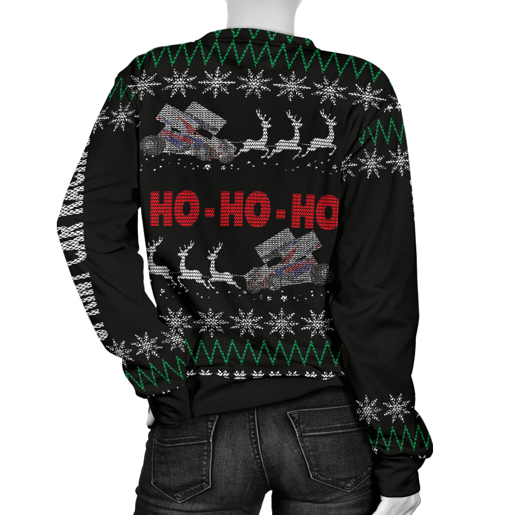 Sprint car racing women's ugly sweater