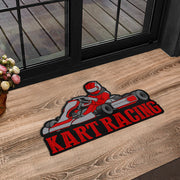 Custom shaped kart racing door mat