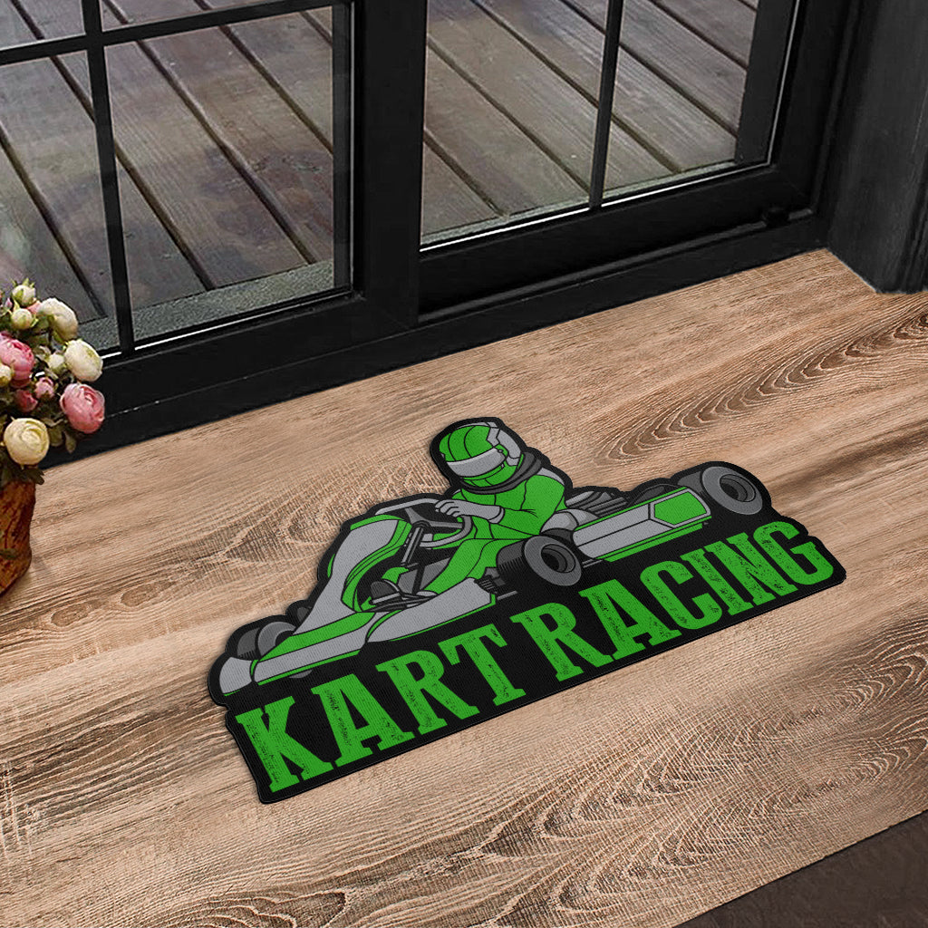 Custom shaped kart racing door mat