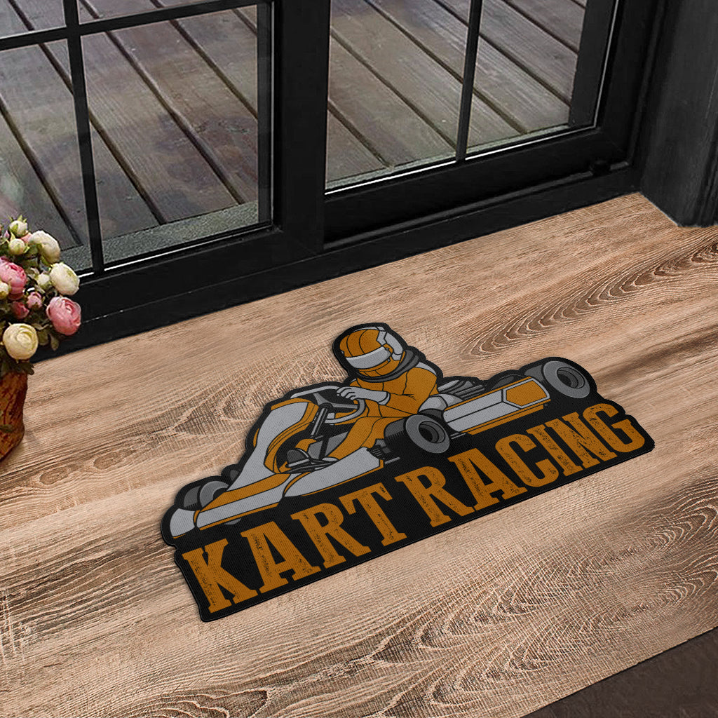 Custom shaped kart racing door mat