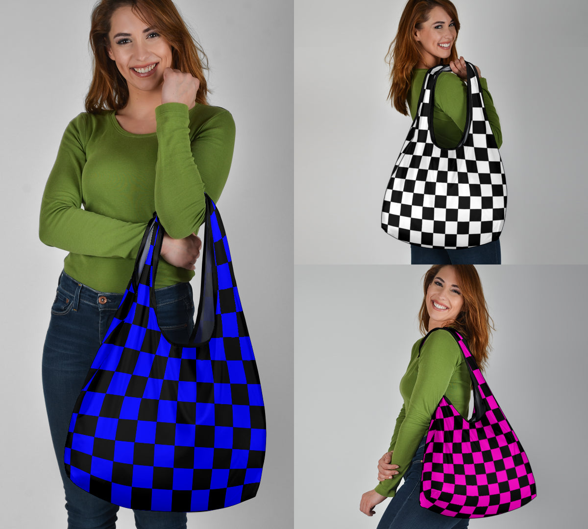Racing Checkered Grocery Bags