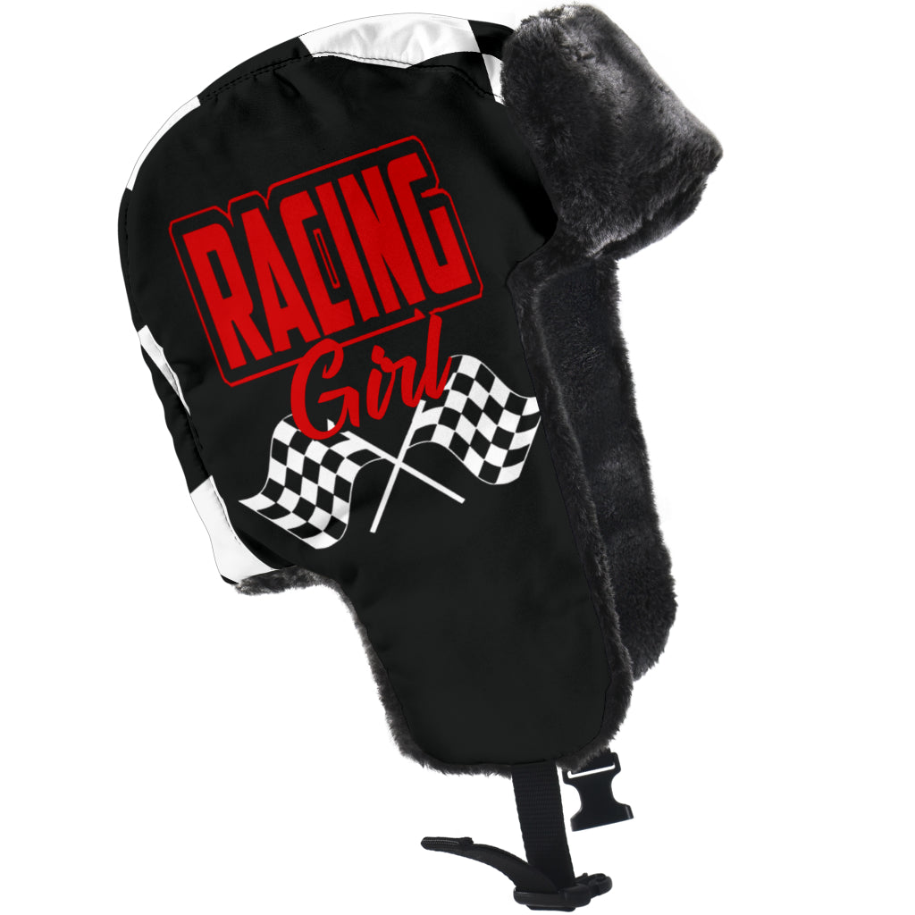 Racing Girl Checkered Trapper Hat