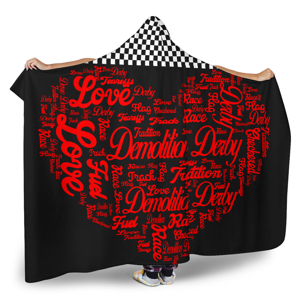 Love demolition derby heart hooded blanket