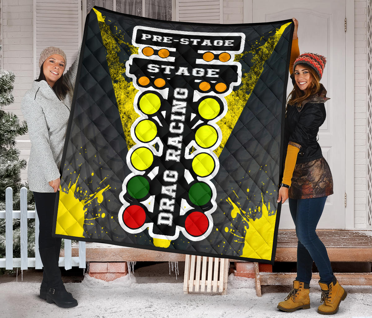 Drag Racing Premium Quilt Yellow