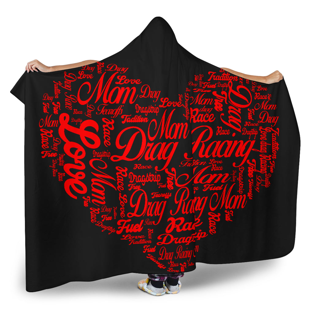 Drag Racing Mom heart hooded blanket