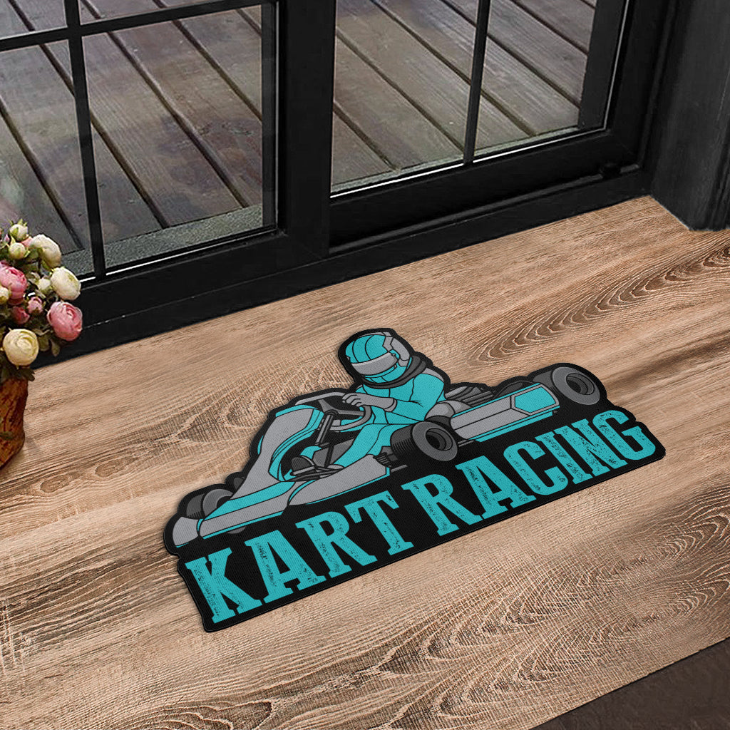 Custom shaped kart racing door mat