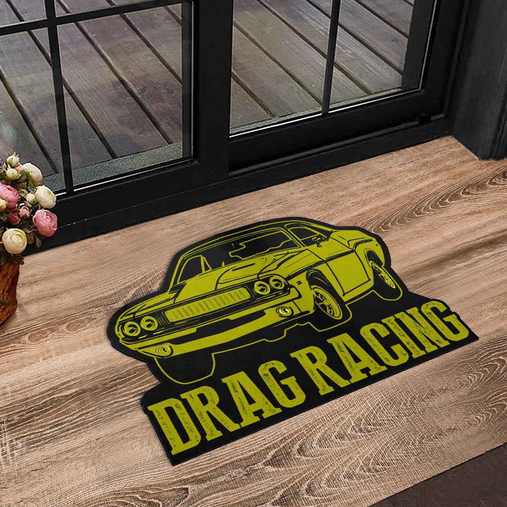 Custom shaped drag racing door mat