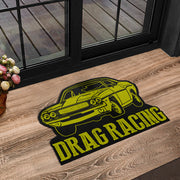 Custom shaped drag racing door mat