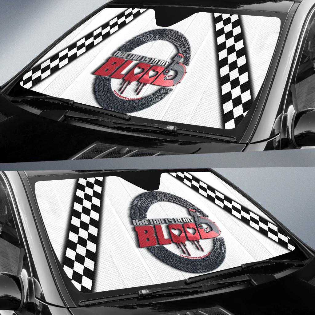 Racing Is In My Blood Windshield Sun Shade White