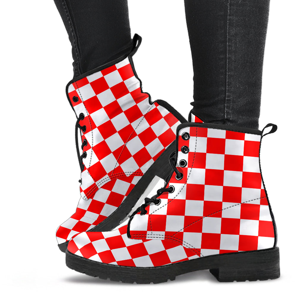 Racing Red Checkered Boots