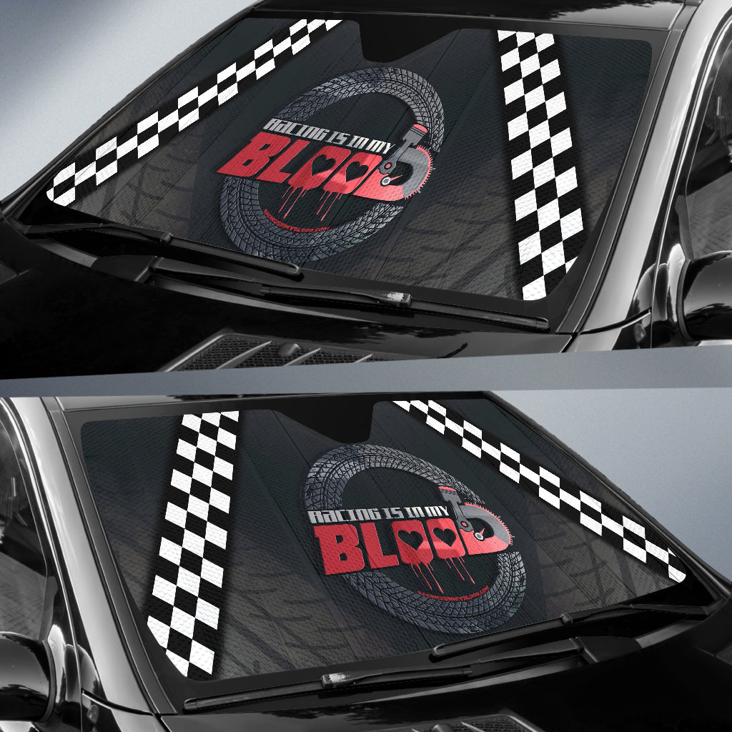 Racing Is In My Blood Windshield Sun Shade