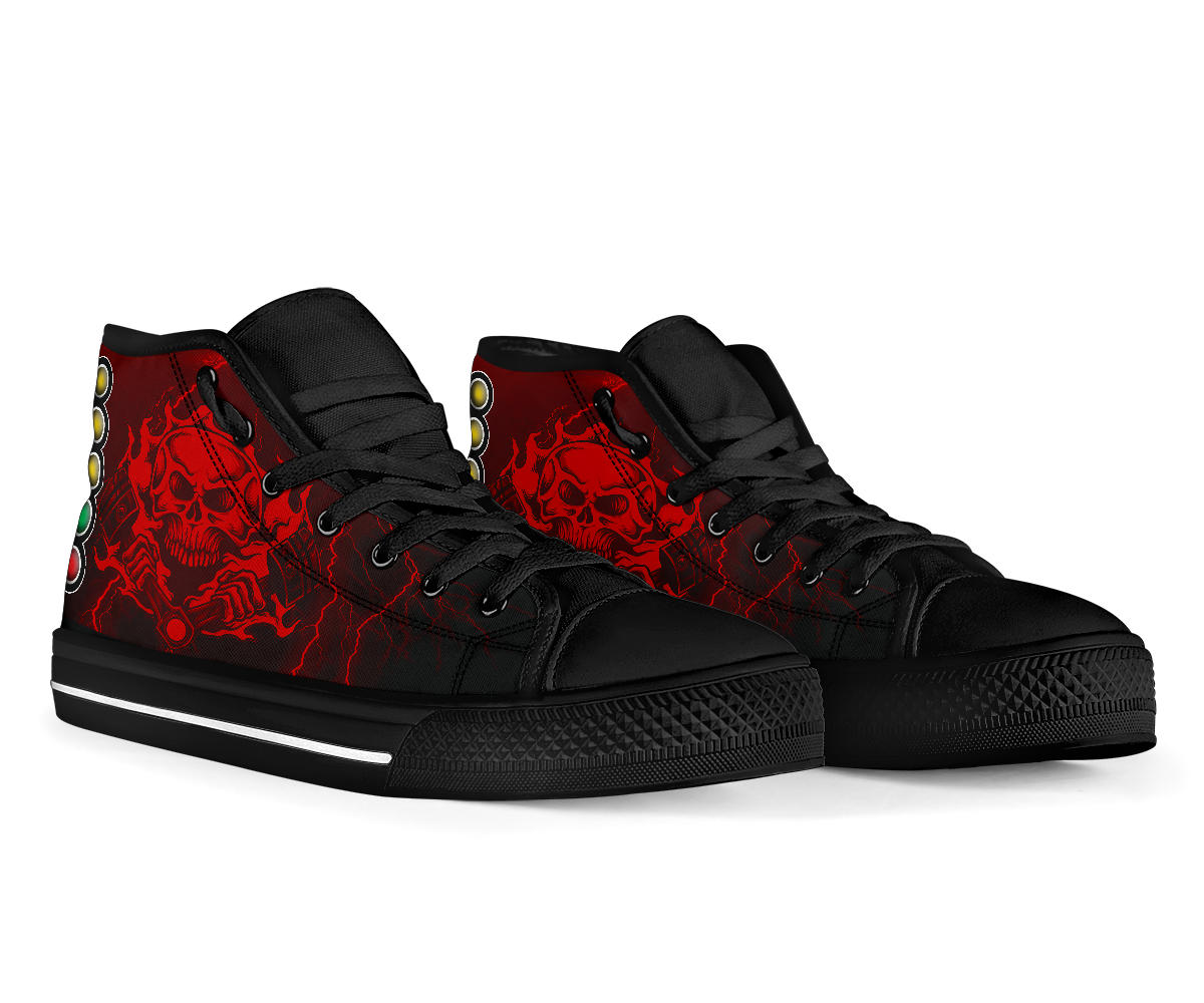 Drag Racing Thunder Skull High Top Shoes 