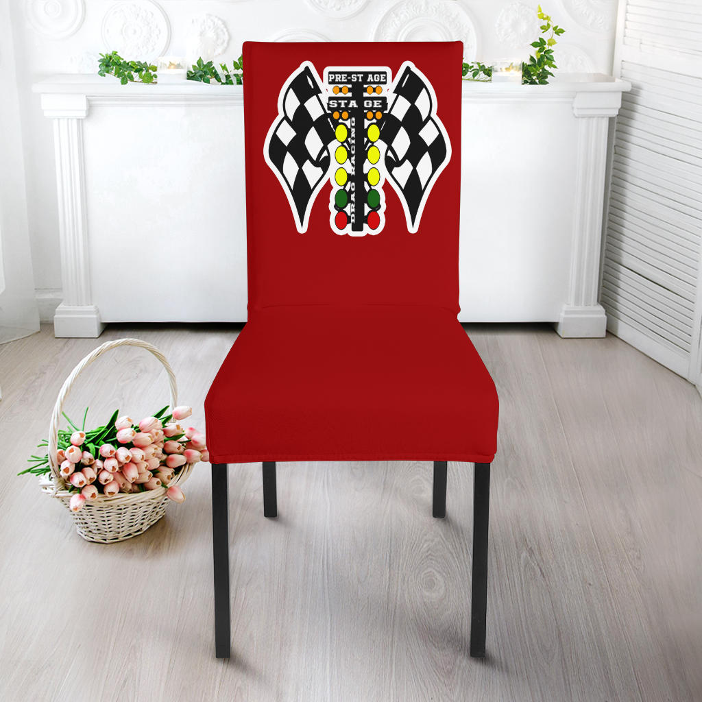 Drag Racing Dining Chair Slipcover Red