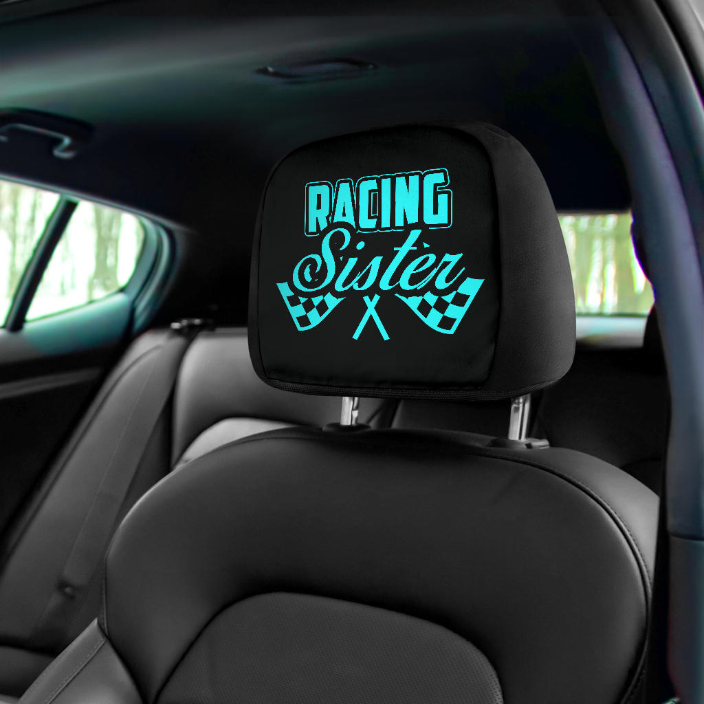 Racing Sister Car Seat Headrest Covers Carolina Blue