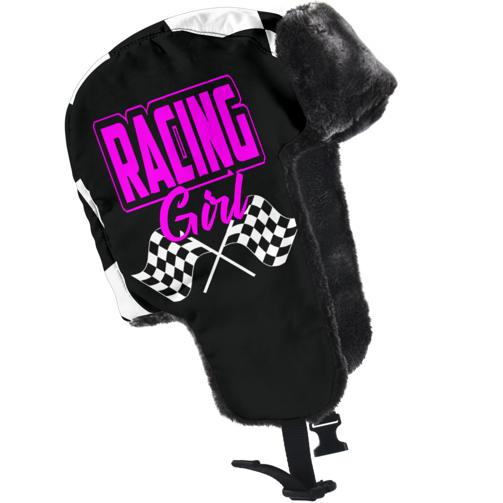 Racing Girl Checkered Trapper Hat