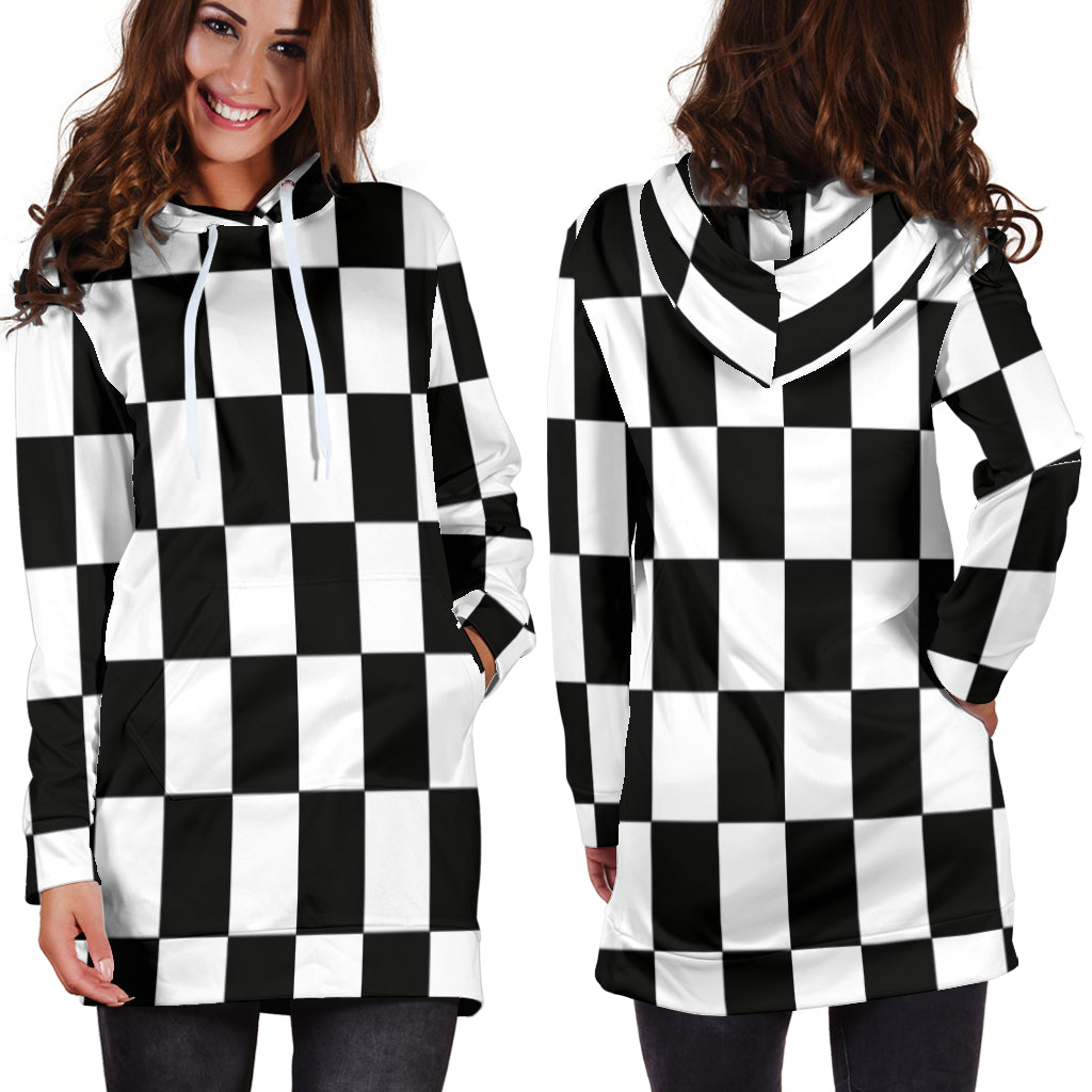 Racing Checkered Flag Hoodie Dress