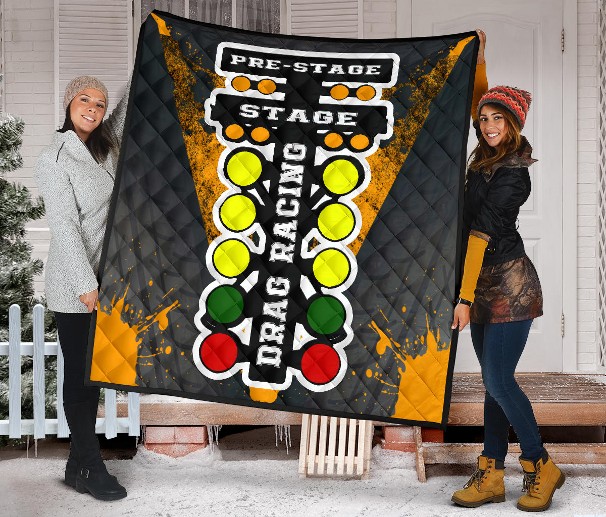 Drag Racing Premium Quilt Orange