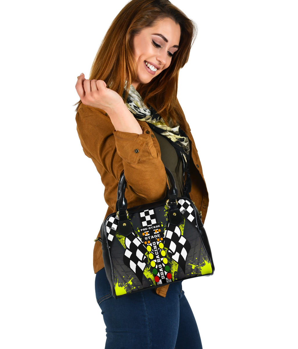 Drag Racing Shoulder Handbag Yellow