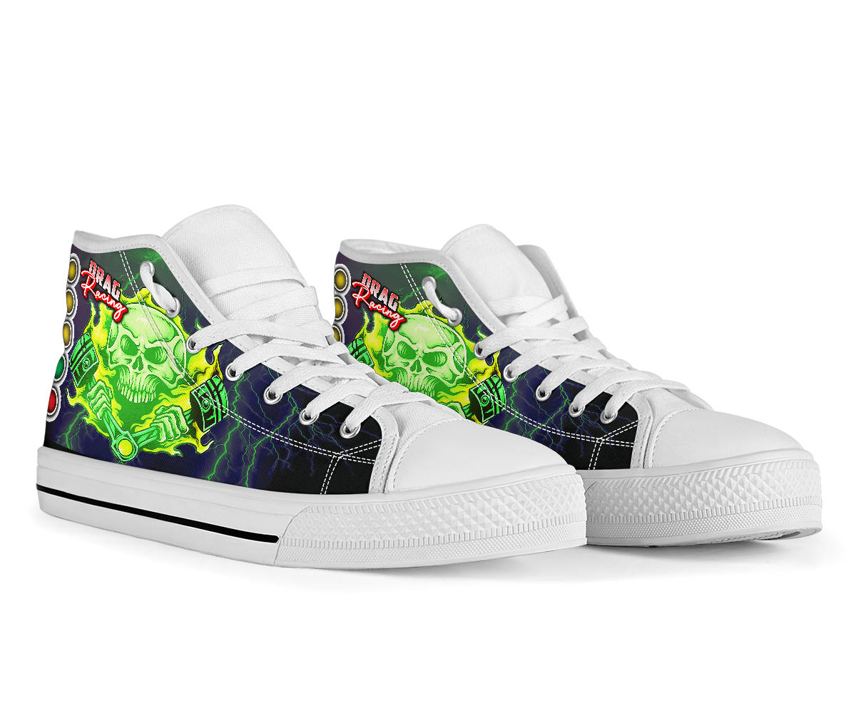 Drag Racing Skull Thunder High Top Shoes