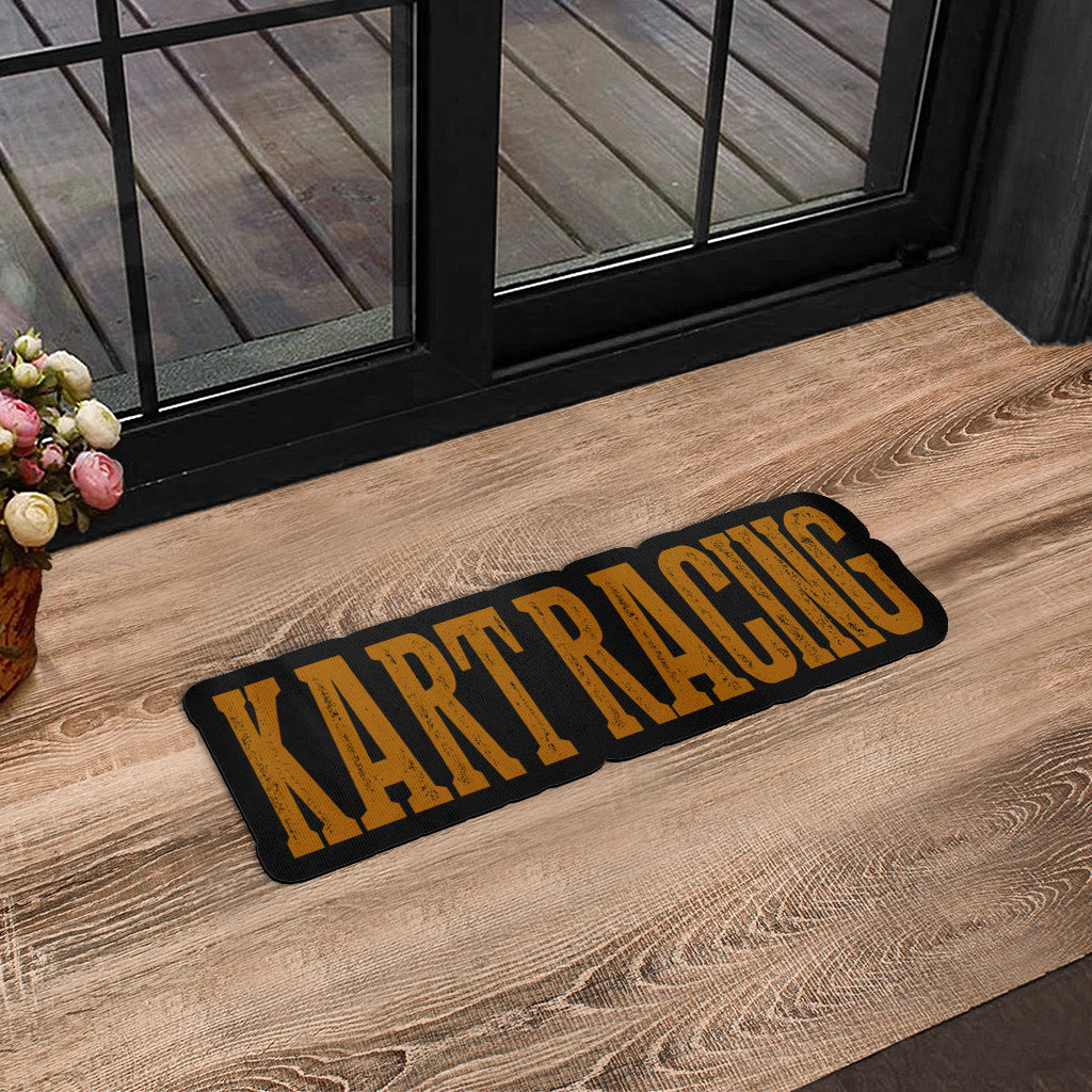 Custom shaped kart racing door mat