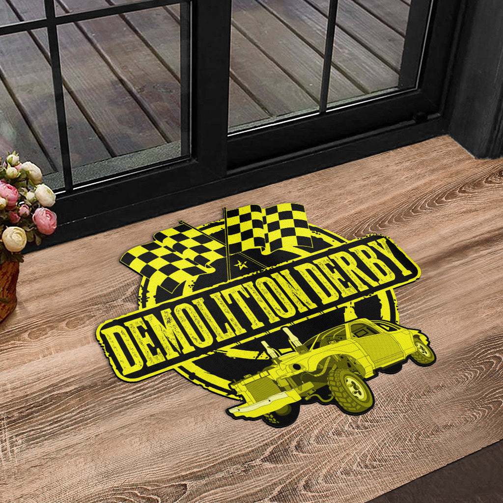 Custom shaped demolition derby door mat