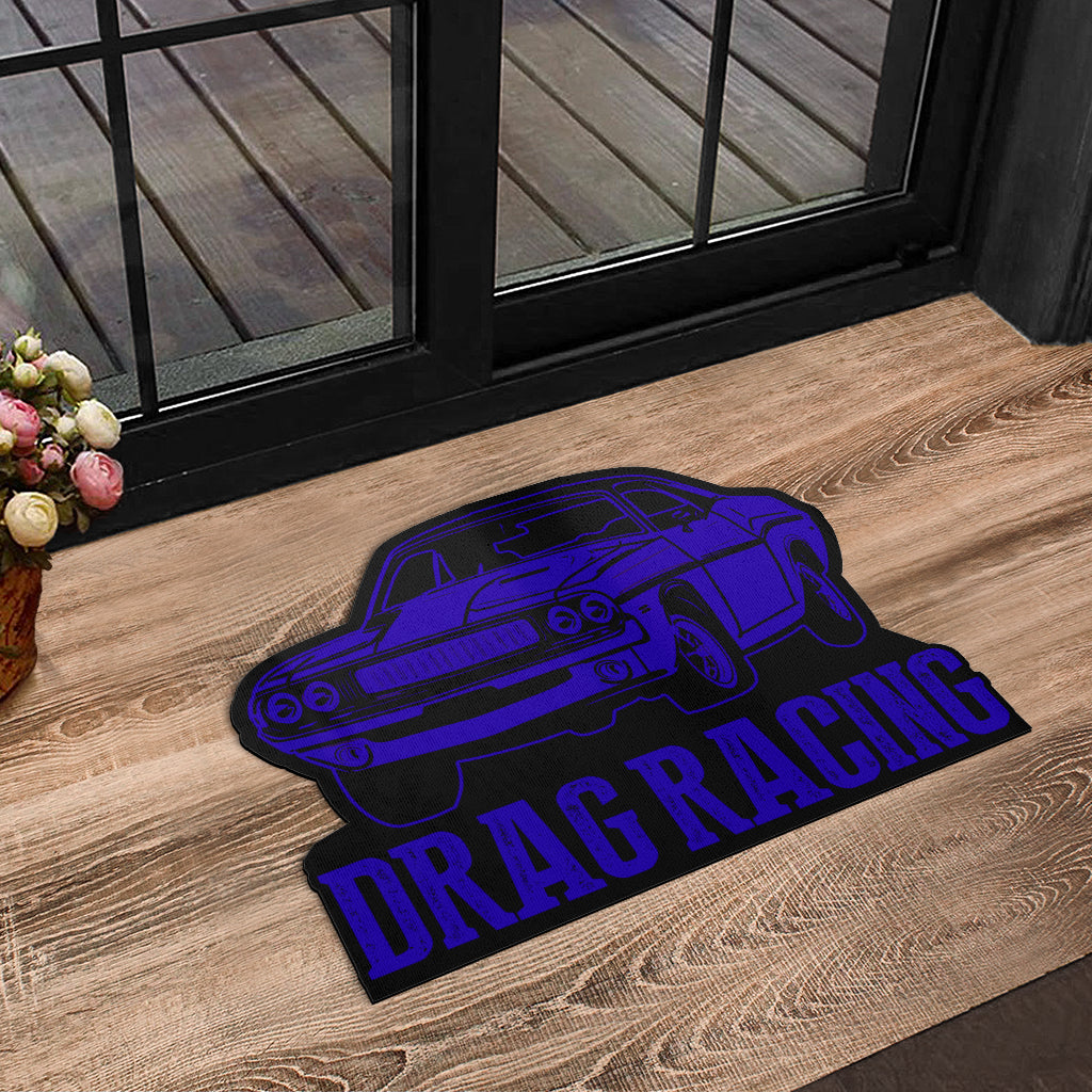 Custom shaped drag racing door mat