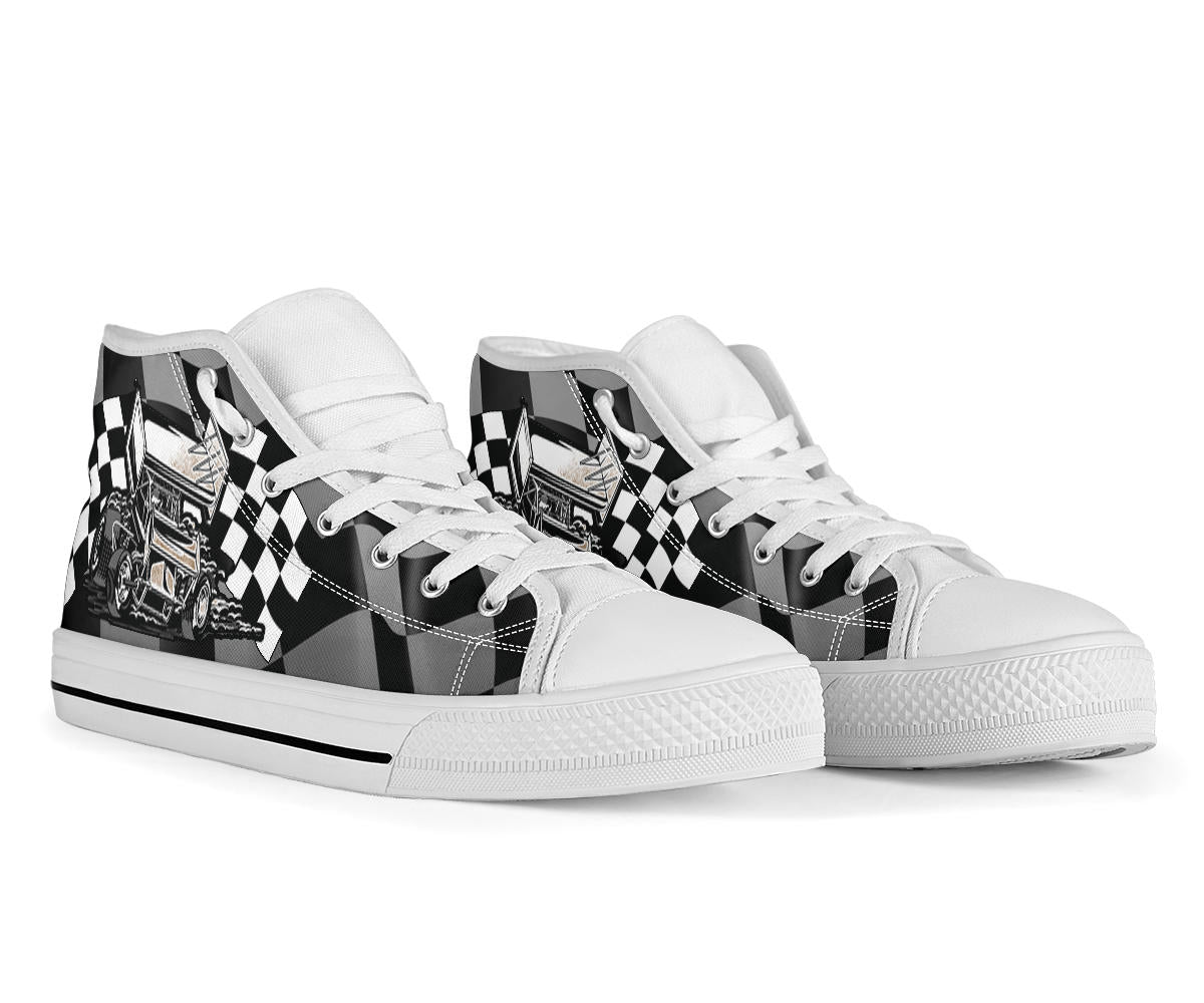 Racing Checkered High Tops Sprint Car White