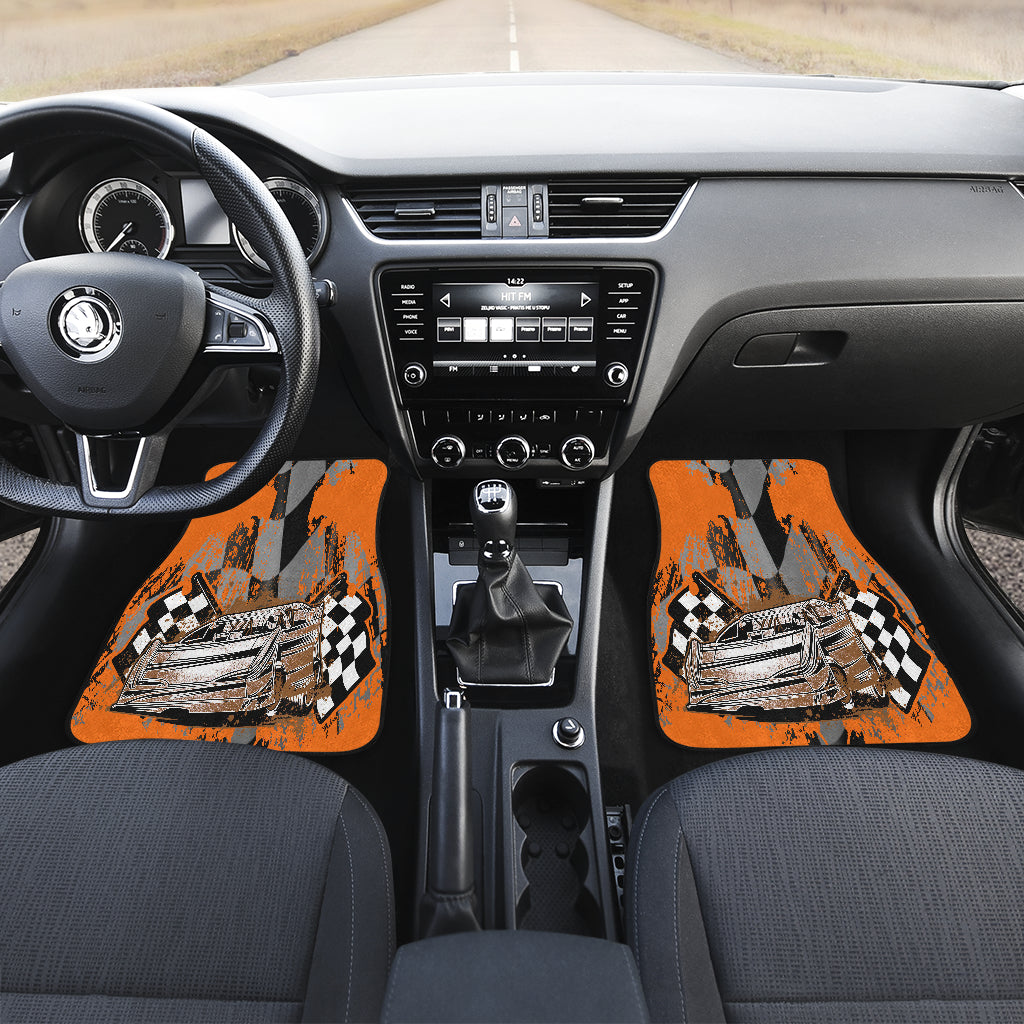 2 Front Orange Dirt Racing Late Model Car Mats
