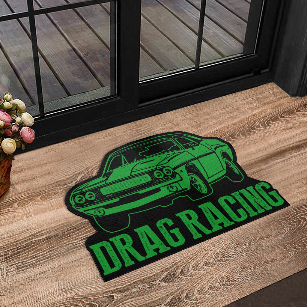 Custom shaped drag racing door mat