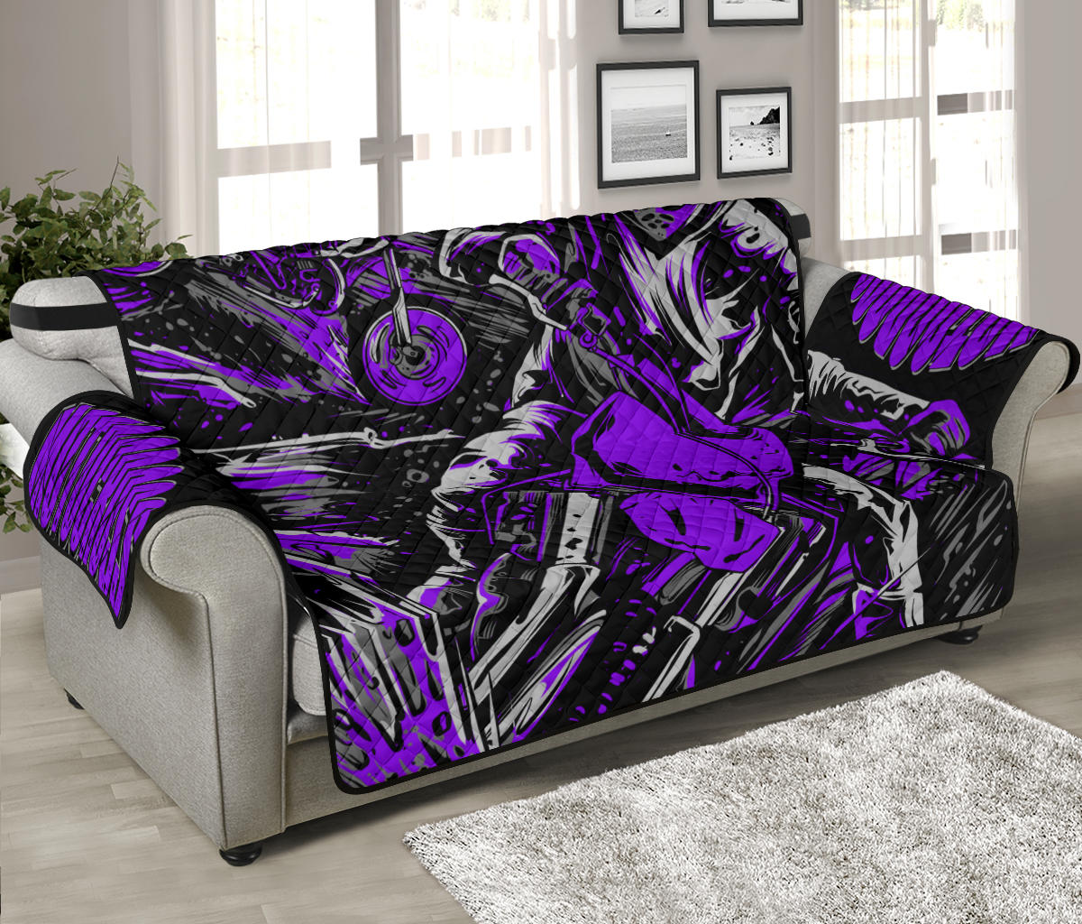 Motocross Sofa Protector Purple
