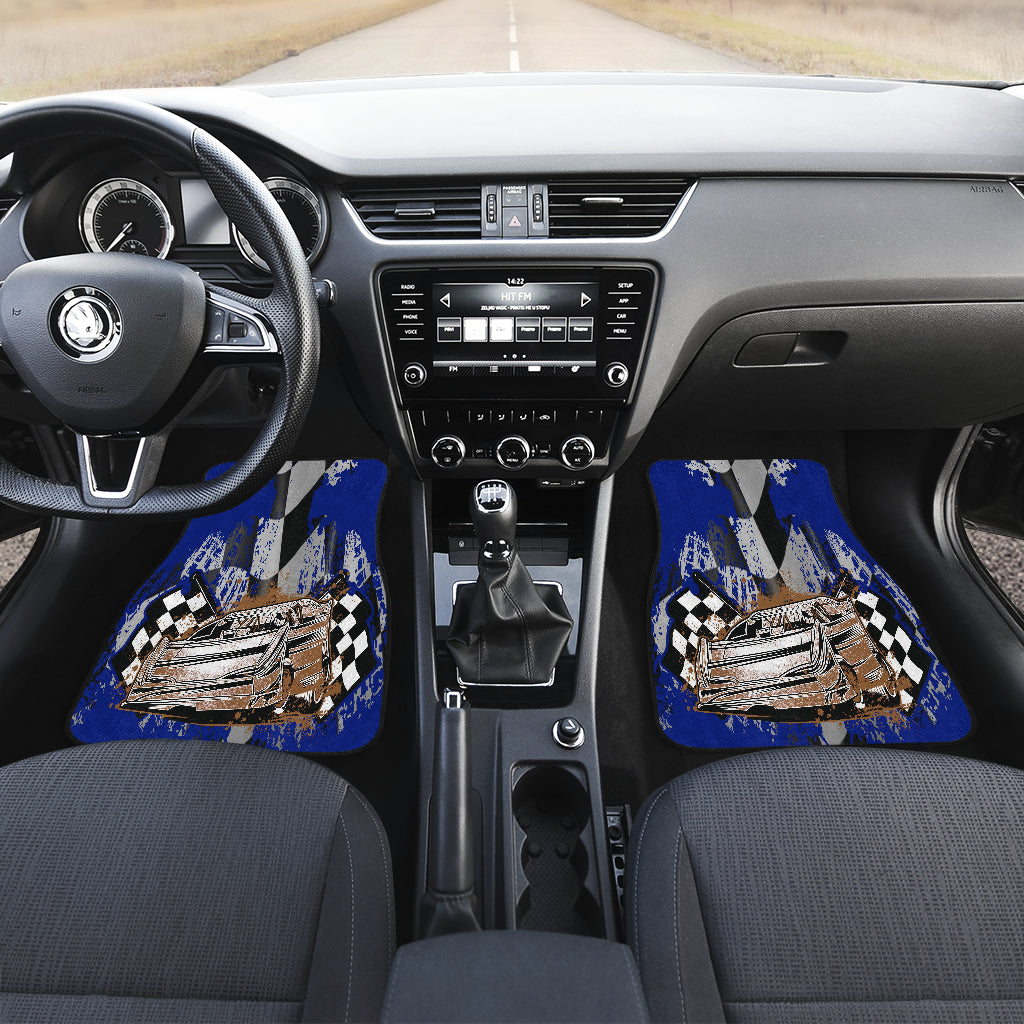 Dirt Racing Late Model Blue Car Mats (Set Of 4)