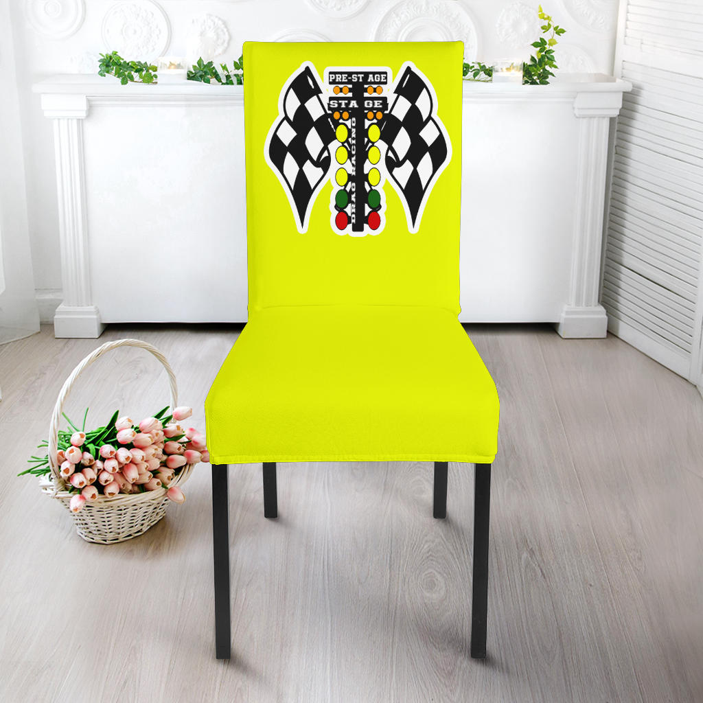 Drag Racing Dining Chair Slipcover Yellow