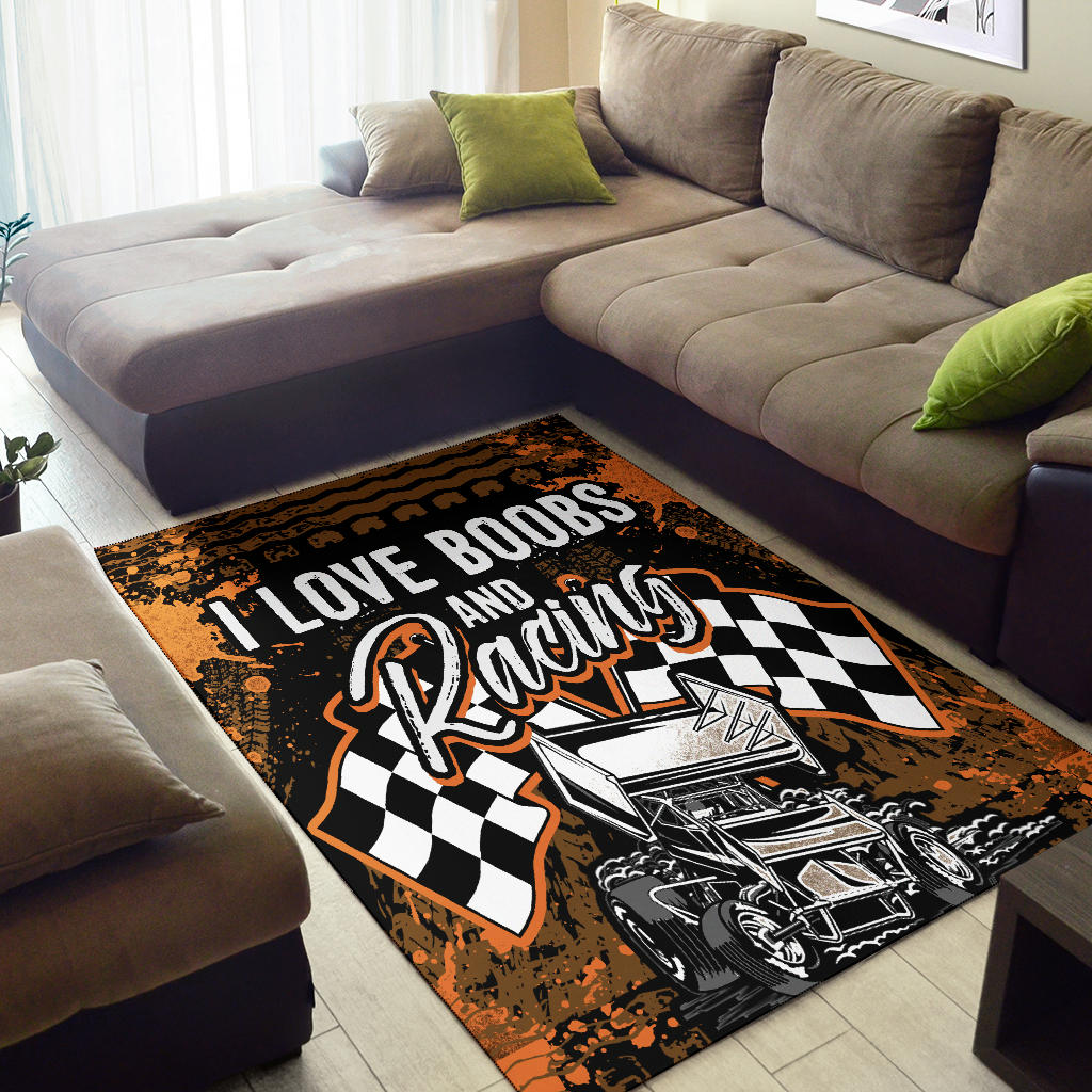 I Love Boobs And Sprint Car Racing Rug