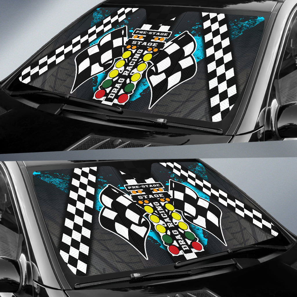 Drag Racing Windshield Sun Shade Carolina Blue (ABOUT 2 WEEKS DELIVERY)