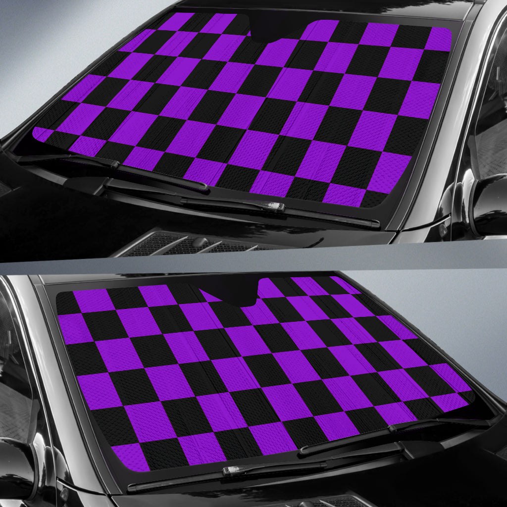 Racing Checkered Flag Windshield Sunshade