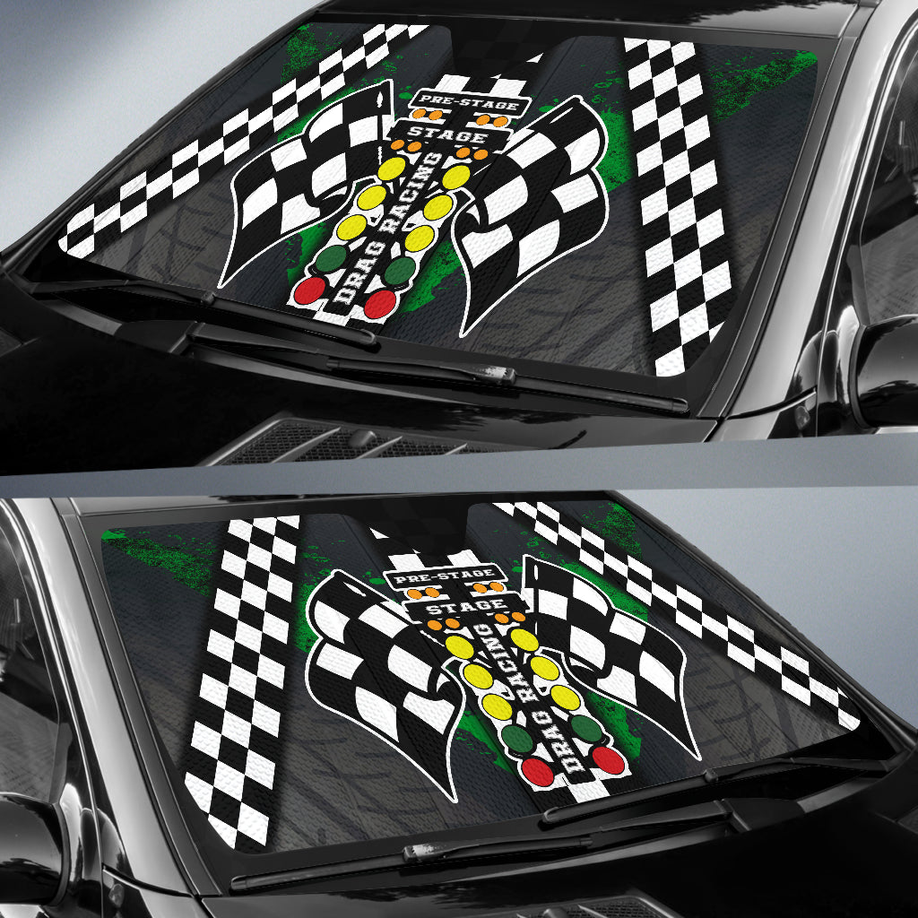 Drag Racing Windshield Sun Shade Green (ABOUT 2 WEEKS DELIVERY)
