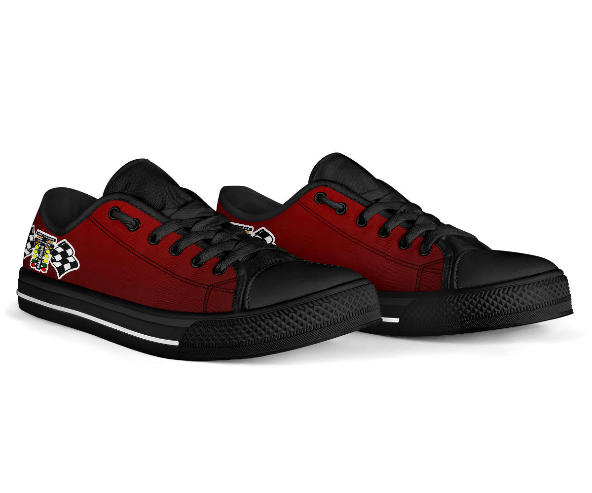 Drag Racing Maroon Flag Low Tops Black