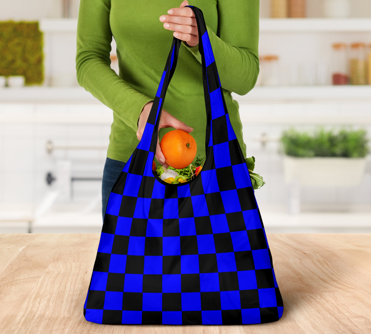 Racing Checkered Grocery Bags
