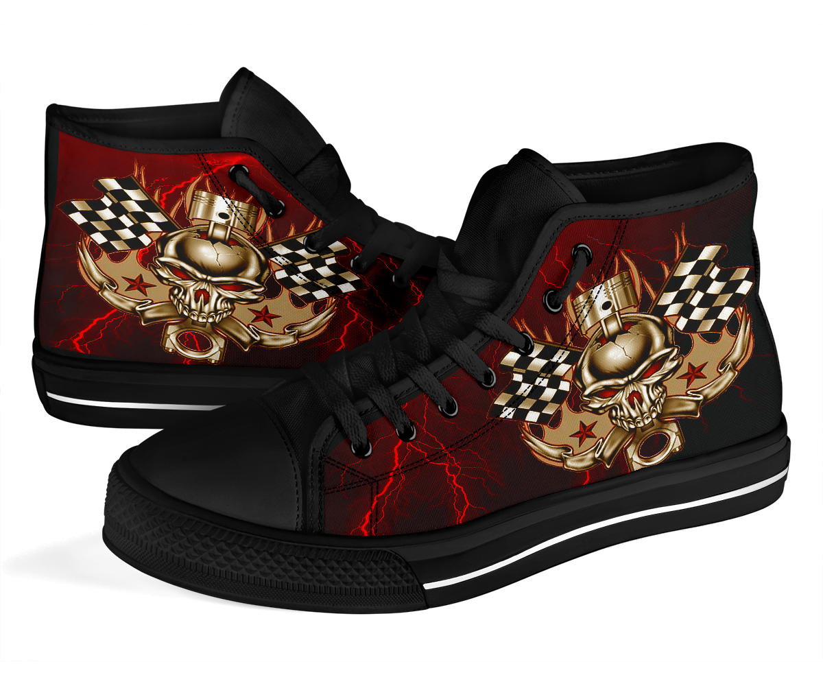 Racing Thunder Skull High Top Shoes