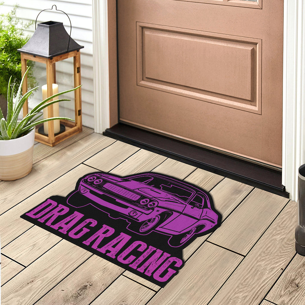 Custom shaped drag racing door mat