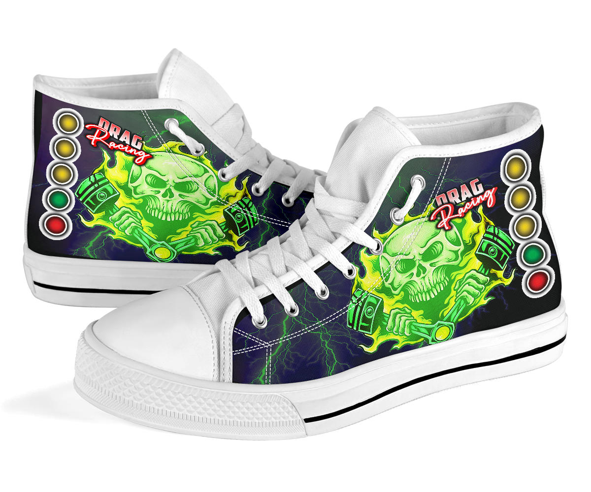 Drag Racing Skull Thunder High Top Shoes