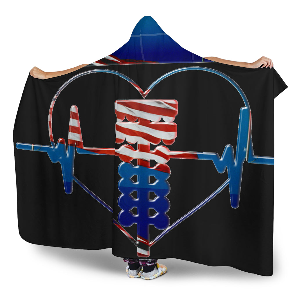 Drag Racing Heartbeat Forever USA Hooded Blanket