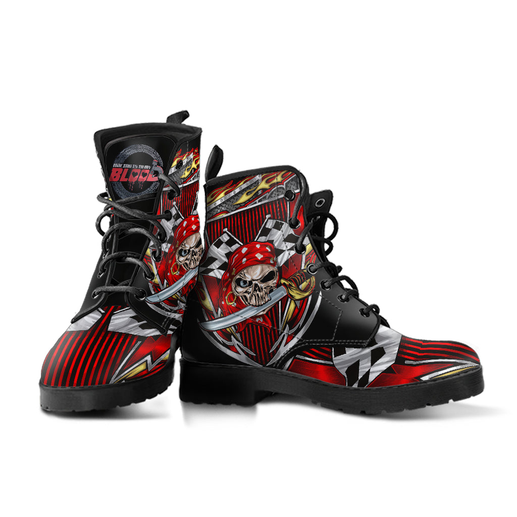 Racing Checkered Skull Boots