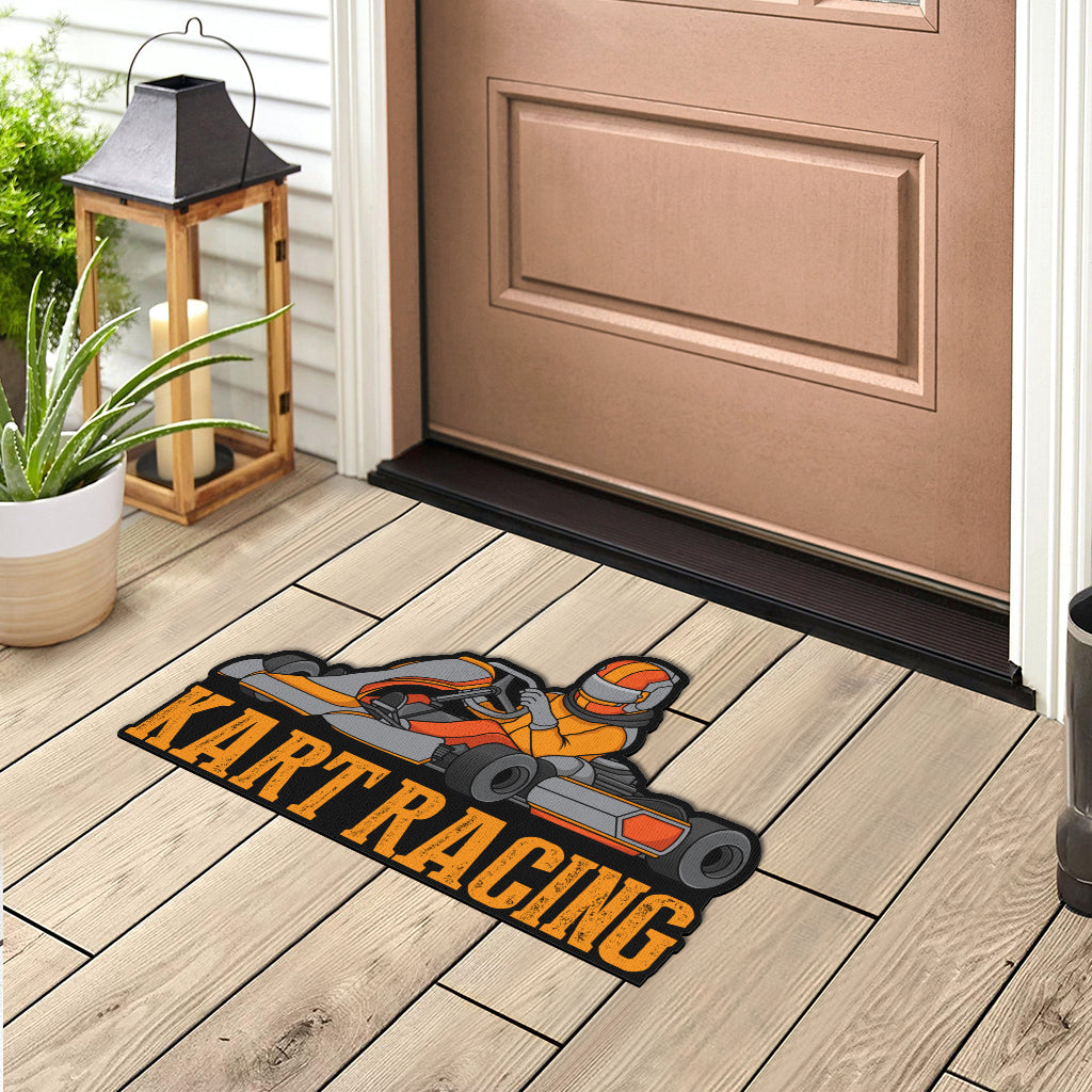 Custom shaped kart racing door mat