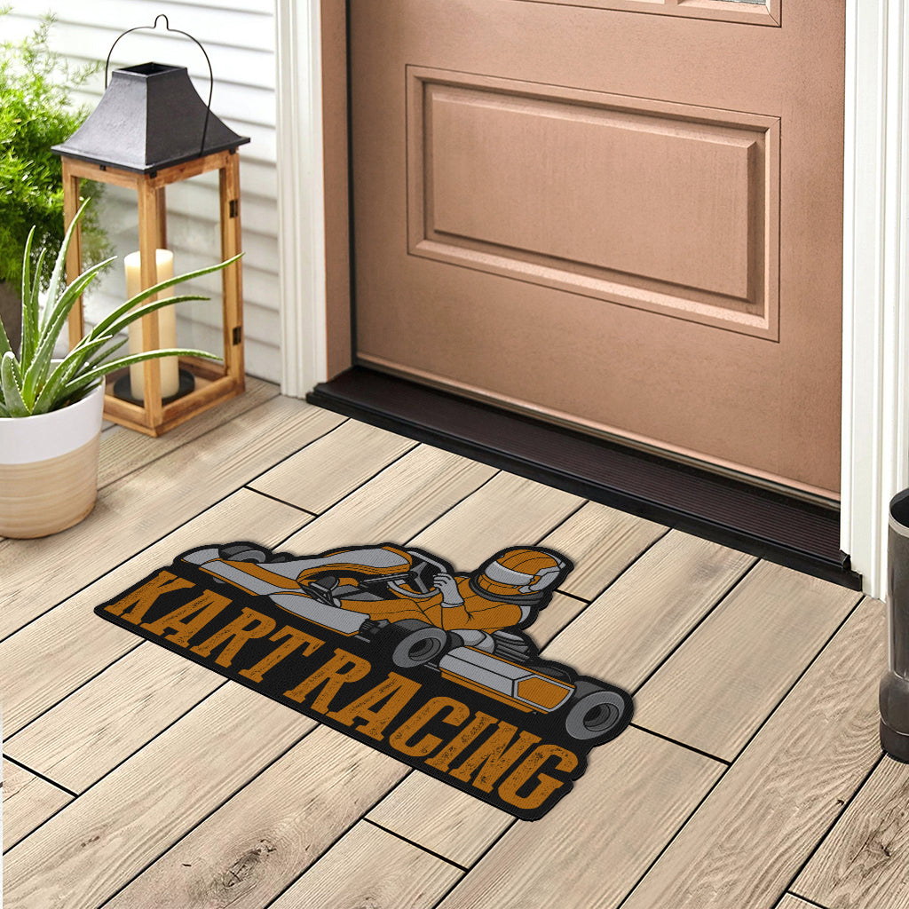 Custom shaped kart racing door mat