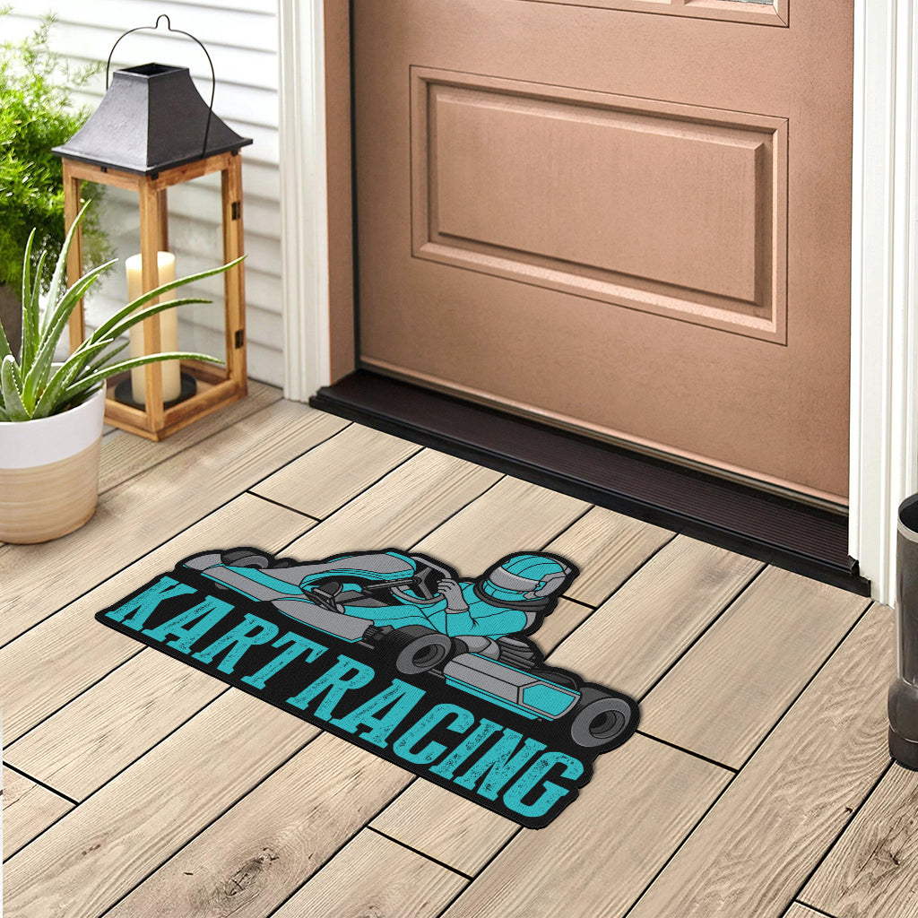 Custom shaped kart racing door mat